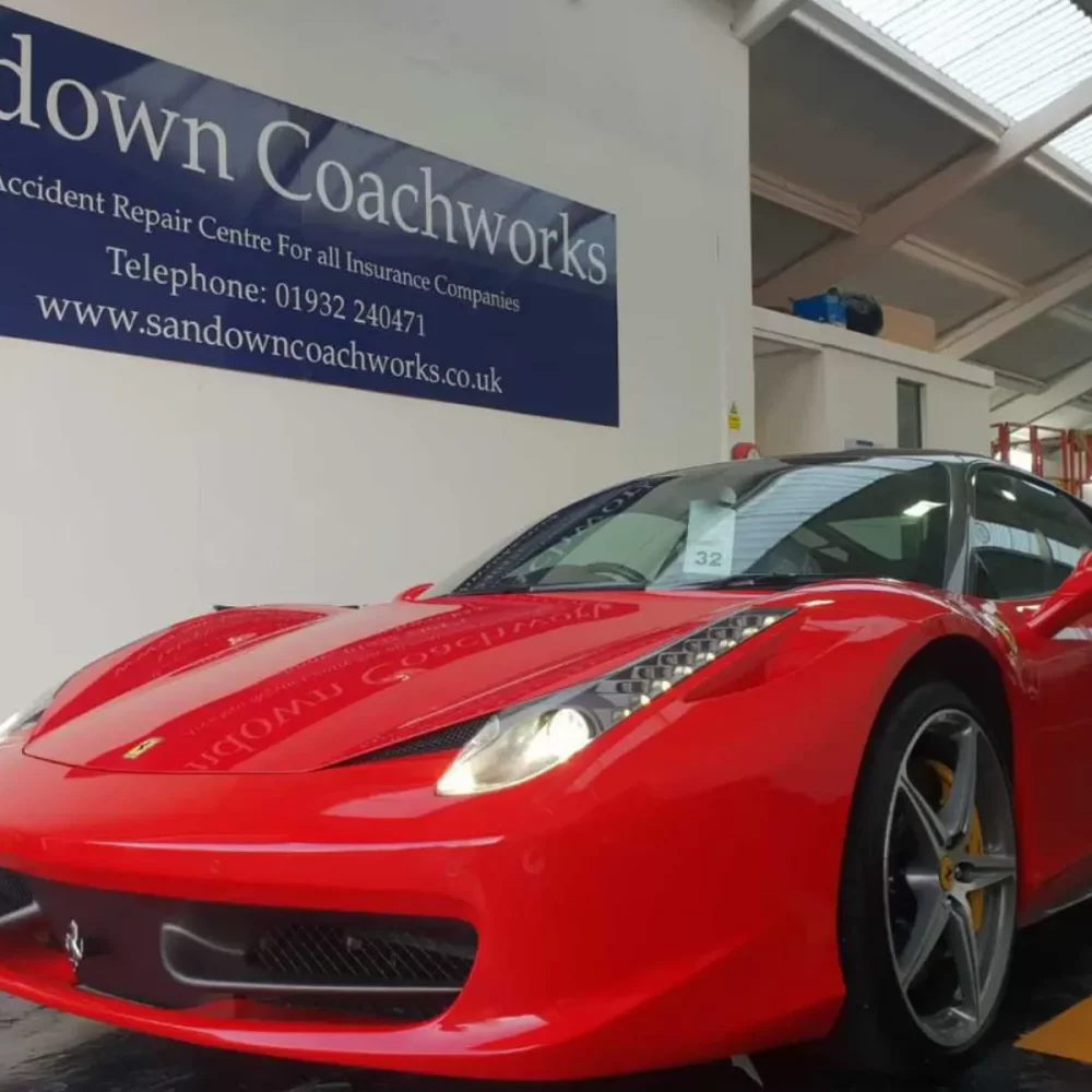 A Ferrari that has just been repaired at Sandown Prestige Body Shop