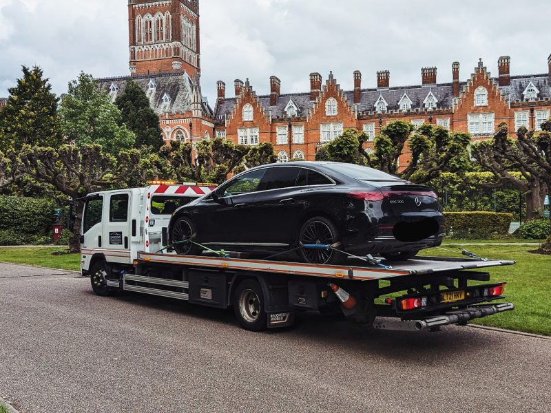 Car being recovered after accident