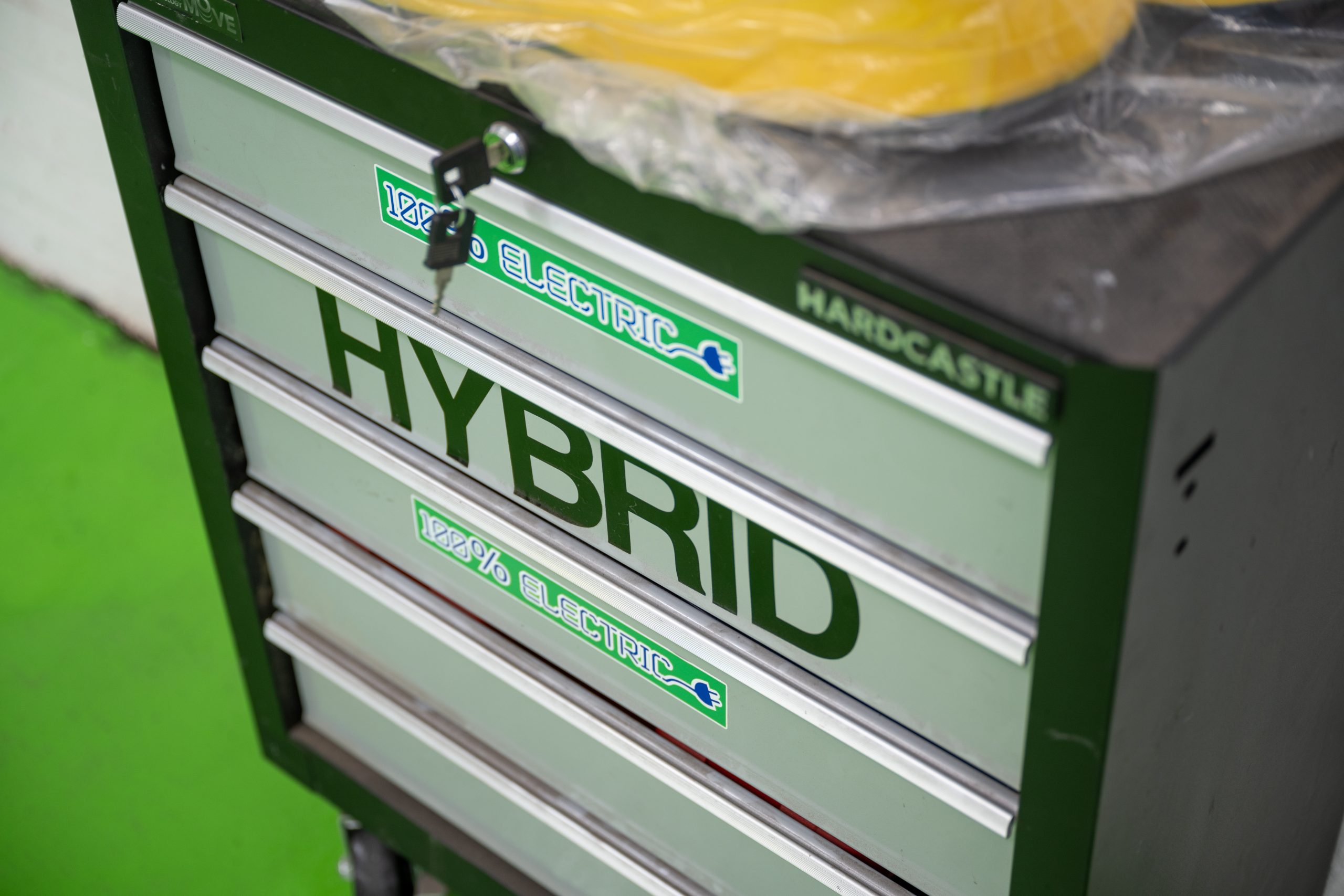 Dedicated tool chest for Electric and Hybrid vehicle repairs, highlighting Sandown’s specialized EV capabilities.