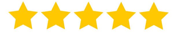 Five gold stars representing a five-star customer review rating